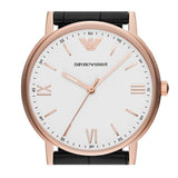 Emporio Armani Kappa Quartz White Dial Black Leather Strap Watch For Men - AR80015 Authentic Buy Shop Now