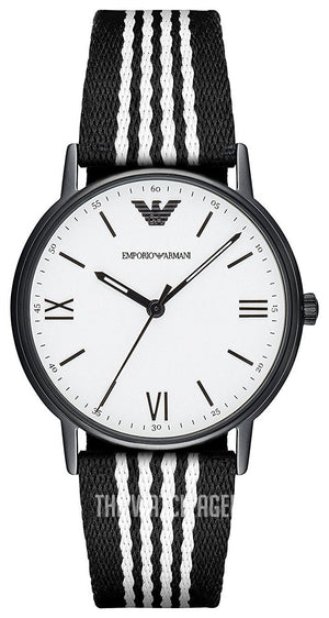 Emporio Armani Kappa Analog White Dial Two Tone Nylon Strap Watch For Men - AR80004 Authentic Buy Shop Now