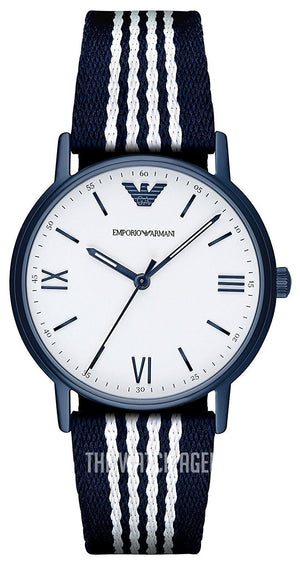 Emporio Armani Kappa Dress White Dial Two Tone NATO Strap Watch For Men - AR80005 Authentic Buy Shop Now