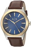 Armani Exchange Nico Quartz Blue Dial Brown Leather Strap Watch For Men - AX2334 Authentic Buy Shop Now