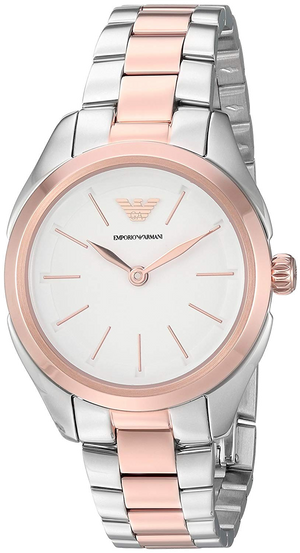 Emporio Armani Analog White Dial Two Tone Steel Strap Watch For Women - AR11029 Authentic Buy Shop Now