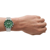 Emporio Armani Diver Chronograph Green Dial Silver Steel Strap Watch For Men - AR11500 Authentic Buy Shop Now