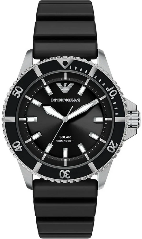 Emporio Armani World Explorer Solar Black Dial Black Silicone Strap Watch for Men - AR11788 Authentic Buy Shop Now