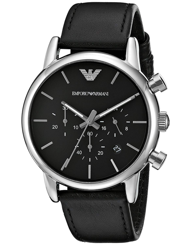 Emporio Armani Classic Chronograph Black Dial Black Leather Strap Watch For Men - AR1733 Authentic Buy Shop Now