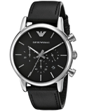 Emporio Armani Classic Chronograph Black Dial Black Leather Strap Watch For Men - AR1733 Authentic Buy Shop Now