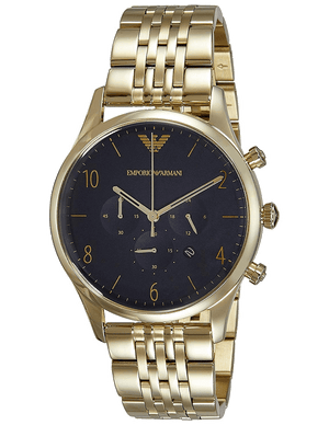 Emporio Armani Classic Chronograph Black Dial Gold Steel Strap Watch For Men - AR1893 Authentic Buy Shop Now