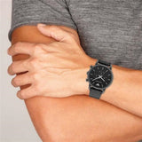 Emporio Armani Dress Chronograph Black Dial Black Leather Strap Watch For Men - AR1918 Authentic Buy Shop Now