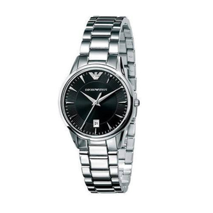 Emporio Armani Classic Quartz Black Dial Silver Steel Strap Watch For Women - AR2441 Authentic Buy Shop Now