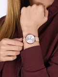 Emporio Armani Kappa Rose Gold & White Dial Beige Nude Leather Strap Watch For Women - AR2510 Authentic Buy Shop Now