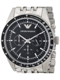 Emporio Armani Tazio Chronograph Black Dial Silver Steel Strap Watch For Men - AR5988 Authentic Buy Shop Now