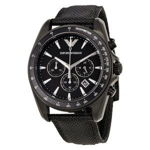Emporio Armani Sigma Chronograph Black Dial Black Leather Strap Watch For Men - AR6131 Authentic Buy Shop Now