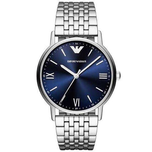 Emporio Armani Kappa Quartz Blue Dial Silver Steel Strap Watch For Men - AR80010 Authentic Buy Shop Now