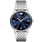 Emporio Armani Kappa Quartz Blue Dial Silver Steel Strap Watch For Men - AR80010 Authentic Buy Shop Now