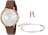 Emporio Armani Classic Analog Silver Dial Brown Leather Strap Watch For Women - AR8040 Authentic Buy Shop Now