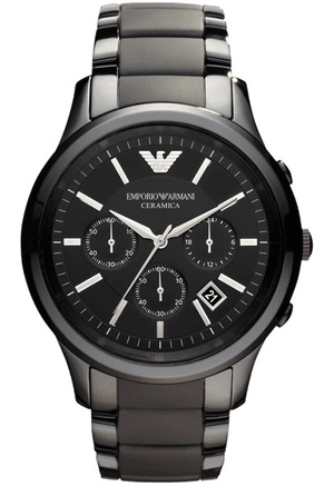 Emporio Armani Ceramica Chronograph Black Dial Black Strap Watch For Men - AR1452 Authentic Buy Shop Now