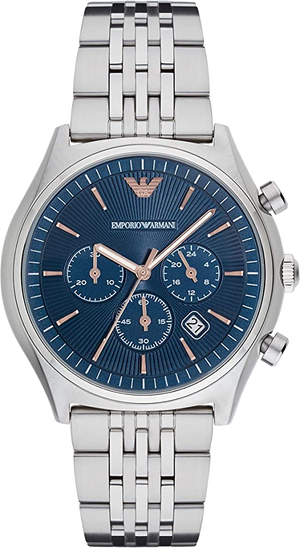 Emporio Armani Luigi Chronograph Quartz Blue Dial Silver Steel Strap Watch For Men - AR1974 Authentic Buy Shop Now