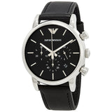 Emporio Armani Classic Chronograph Black Dial Black Leather Strap Watch For Men - AR1733 Authentic Buy Shop Now