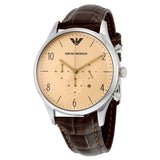Emporio Armani Classic Chronograph Cream Dial Brown Leather Strap Watch For Men - AR1878 Authentic Buy Shop Now