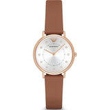 Emporio Armani Classic Analog Silver Dial Brown Leather Strap Watch For Women - AR8040 Authentic Buy Shop Now