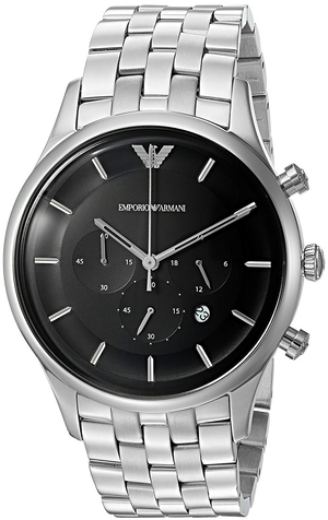 Emporio Armani Chronograph Black Dial Silver Steel Strap Watch For Men - AR11017 Authentic Buy Shop Now