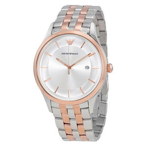Emporio Armani Lambda Analog Silver Dial Two Tone Steel Strap Watch For Men - AR11044 Authentic Buy Shop Now