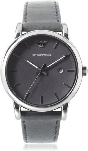 Emporio Armani Classic Quartz Grey Dial Grey Leather Strap Watch For Men - AR1730 Authentic Buy Shop Now