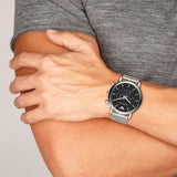 Emporio Armani Classic Chronograph Black Dial Silver Mesh Bracelet Watch For Men - AR1808 Authentic Buy Shop Now