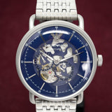 Emporio Armani Aviator Multifunction Blue Dial Silver Mesh Bracelet Watch For Men - AR60024 Authentic Buy Shop Now