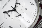 Emporio Armani Classic Chronograph Silver Dial Silver Steel Strap Watch For Men - AR1879 Authentic Buy Shop Now