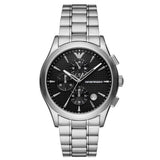 Emporio Armani Paolo Chronograph Black Dial Silver Steel Strap Watch For Men - AR11602 Authentic Buy Shop Now