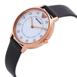Emporio Armani Kappa Mother of Pearl Dial Black Leather Strap Watch For Women - AR80011 Authentic Buy Shop Now