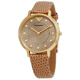 Emporio Armani Kappa Quartz Mother of Pearl Taupe Dial Brown Leather Strap Watch For Men - AR11151 Authentic Buy Shop Now