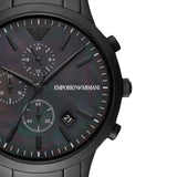 Emporio Armani Renato Chronograph Mother of Pearl Black Dial Black Steel Strap Watch For Men - AR11275 Authentic Buy Shop Now