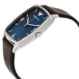 Emporio Armani Retro Quartz Blue Dial Black Leather Strap Watch For Men - AR2491 Authentic Buy Shop Now