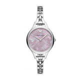 Emporio Armani Aurora Mother Of Pearl Purple Dial Silver Steel Strap Watch For Women - AR11122 Authentic Buy Shop Now
