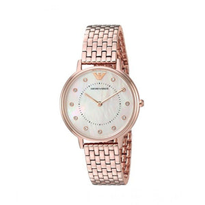 Emporio Armani Kappa Analog Mother of Pearl Dial Rose Gold Steel Strap Watch For Women - AR11006 Authentic Buy Shop Now