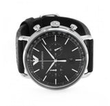 Emporio Armani Aviator Chronograph Black Dial Black Leather Strap Watch For Men - AR11143 Authentic Buy Shop Now