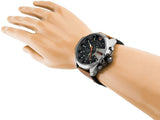 Diesel Mega Chief Chronograph Black Dial Brown Leather Strap Watch For Men - DZ4343 Authentic Buy Shop Now