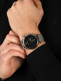 Emporio Armani Classic Chronograph Black Dial Silver Mesh Bracelet Watch For Men - AR1808 Authentic Buy Shop Now