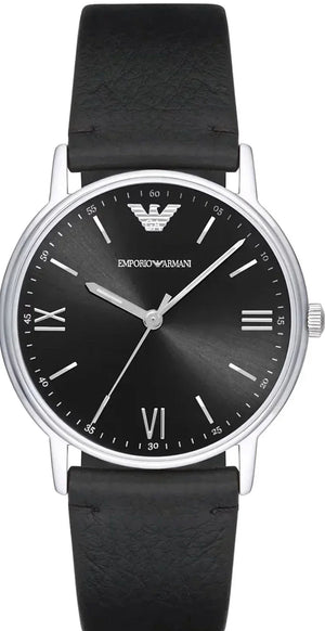 Emporio Armani Kappa Analog Quartz Black Dial Black Leather Strap Watch For Men - AR11013 Authentic Buy Shop Now