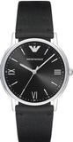 Emporio Armani Kappa Analog Quartz Black Dial Black Leather Strap Watch For Men - AR11013 Authentic Buy Shop Now
