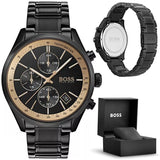 Hugo Boss Grand Prix Black Dial Black Steel Strap Watch for Men - 1513578 Authentic Buy Shop Now