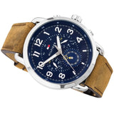 Tommy Hilfiger Briggs Chronograph Blue Dial Brown Leather Strap Watch for Men - 1791424 Authentic Buy Shop Now