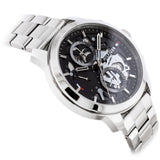Tommy Hilfiger Henry Chronograph Black Dial Silver Steel Strap Watch For Men - 1710477 Authentic Buy Shop Now