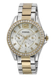 Fossil Riley White Dial Two Tone Steel Strap Watch for Women - ES3204 Authentic Buy Shop Now