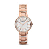 Fossil Virginia White Dial Rose Gold Steel Strap Watch for Women - ES3284 Authentic Buy Shop Now