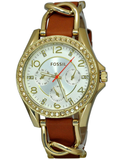 Fossil Riley Multifunction White Dial Orange Leather Strap Watch for Women - ES3723 Authentic Buy Shop Now