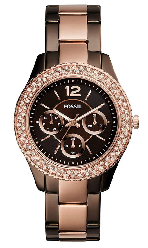Fossil Stella Multifunction Brown Dial Two Tone Steel Strap Watch for Women - ES4079 Authentic Buy Shop Now
