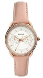 Fossil Tailor Quartz White Dial Pink Leather Strap Watch for Women - ES4393 Authentic Buy Shop Now