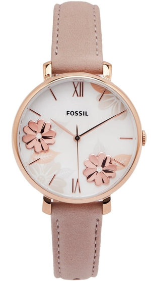 Fossil Jacqueline Three Hand Mother of Pearl Dial Pink Leather Strap Watch for Women - ES4671 Authentic Buy Shop Now